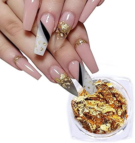 Zlatno srebrni aluminijski folija za nokte Slitter Sequins Nail Art Nepravilne pahuljice poljske manikure dizajn naljepnice Ukrasni
