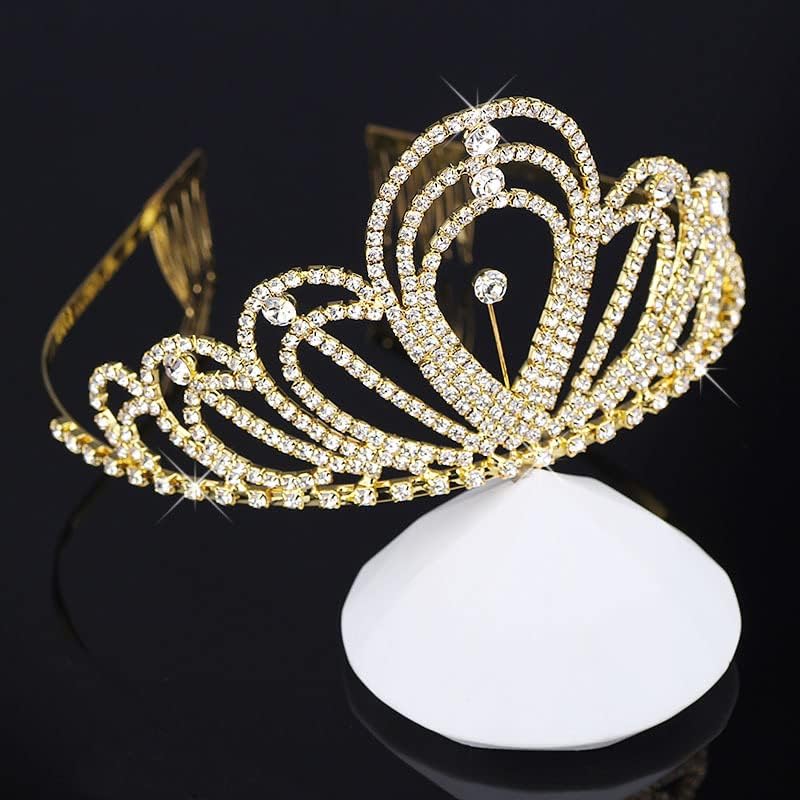 Kristalna kruna od rhinestona i češlja vjenčana tijara vjenčana vrpca za kosu za žene i djevojke zlato