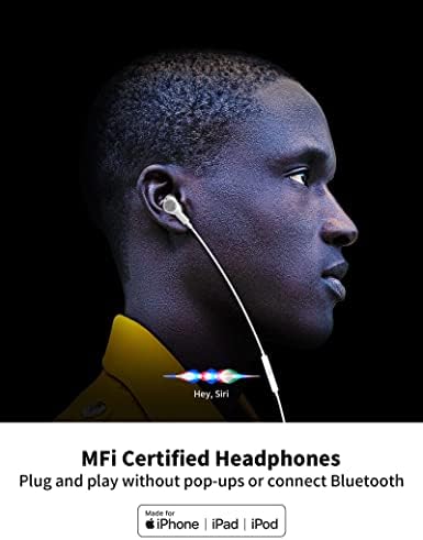 Za slušalice za munje ožičene uši za iPhone, MFI certificirani munjevitni slušalice magnetske slušalice hifi stereo s kontrolom glasnoće