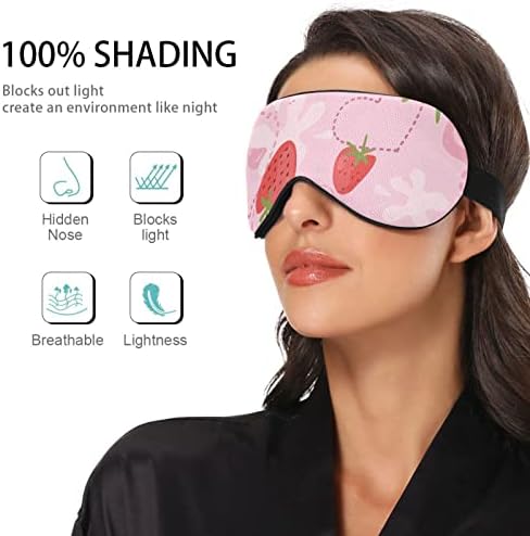 Unisex maska ​​za spavanje očiju jagode-jogurt-pink noćna maska ​​za spavanje Udobno pokrivanje nijansi za spavanje očiju