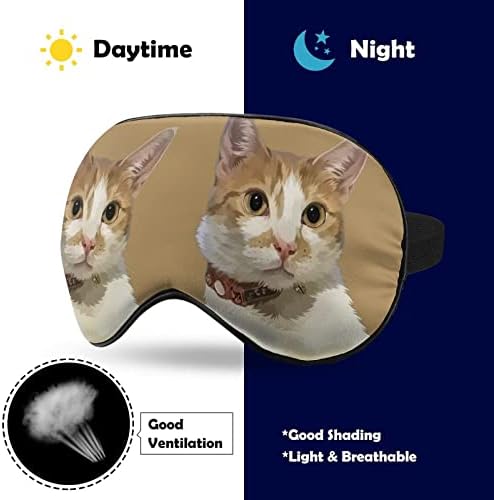 Lynarei maska ​​za spavanje smeđa bijela mačka mačka za oči maske za oči s podesivim remenom mekog poklopca za oči za blokiranje svjetla