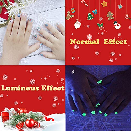 Svjetlosni božićni naljepnici za nokte za djecu djevojke, sjajne samoljepljive naljepnice za nokte za ukrase umjetnosti noktiju, naljepnice