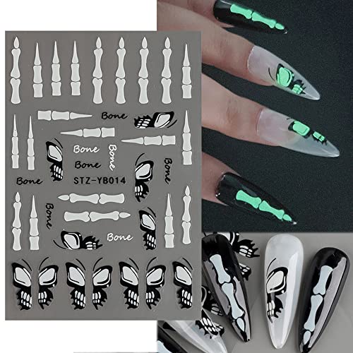 Halloween naljepnice za nokte za nokte, svjetlosni halloween naljepnice za nokte 3d samo -ljepljive umjetnosti noktiju opskrbljuju