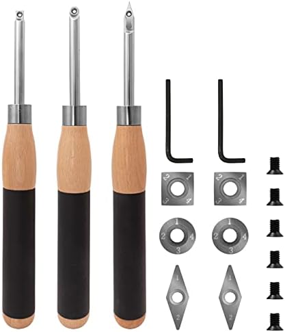 3-dijelni set alata za mini tokarilice od tvrdog drveta s praktičnim ručkama od tvrdog drveta u ravnini | vrhovima za zakovice od čelika